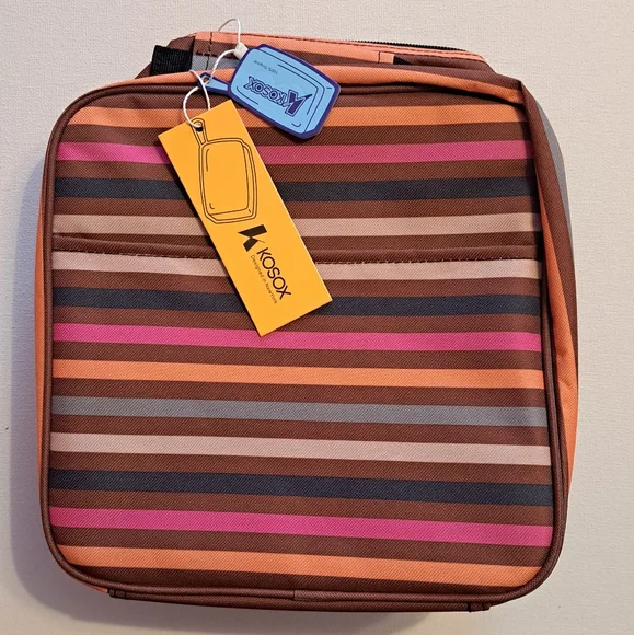 NWT Kosox Colorful Striped Lunch Bag with Handle - Picture 3 of 6